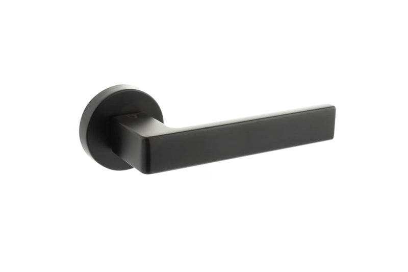 Atlantic CleanTouch Anti-Bac Forme Asti Designer Lever on Minimal Round Rose - Matt Black