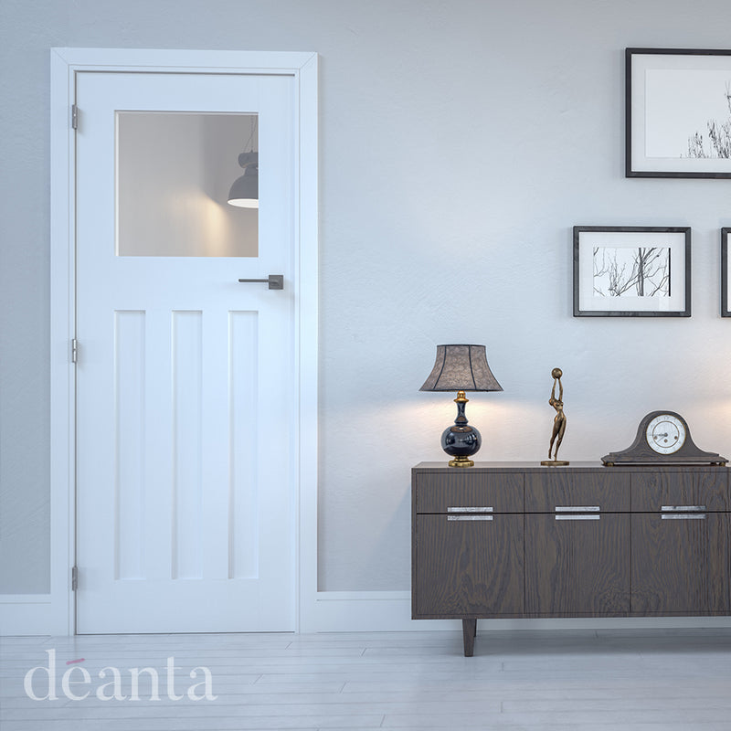 Deanta White Primed Cambridge Glazed Internal door