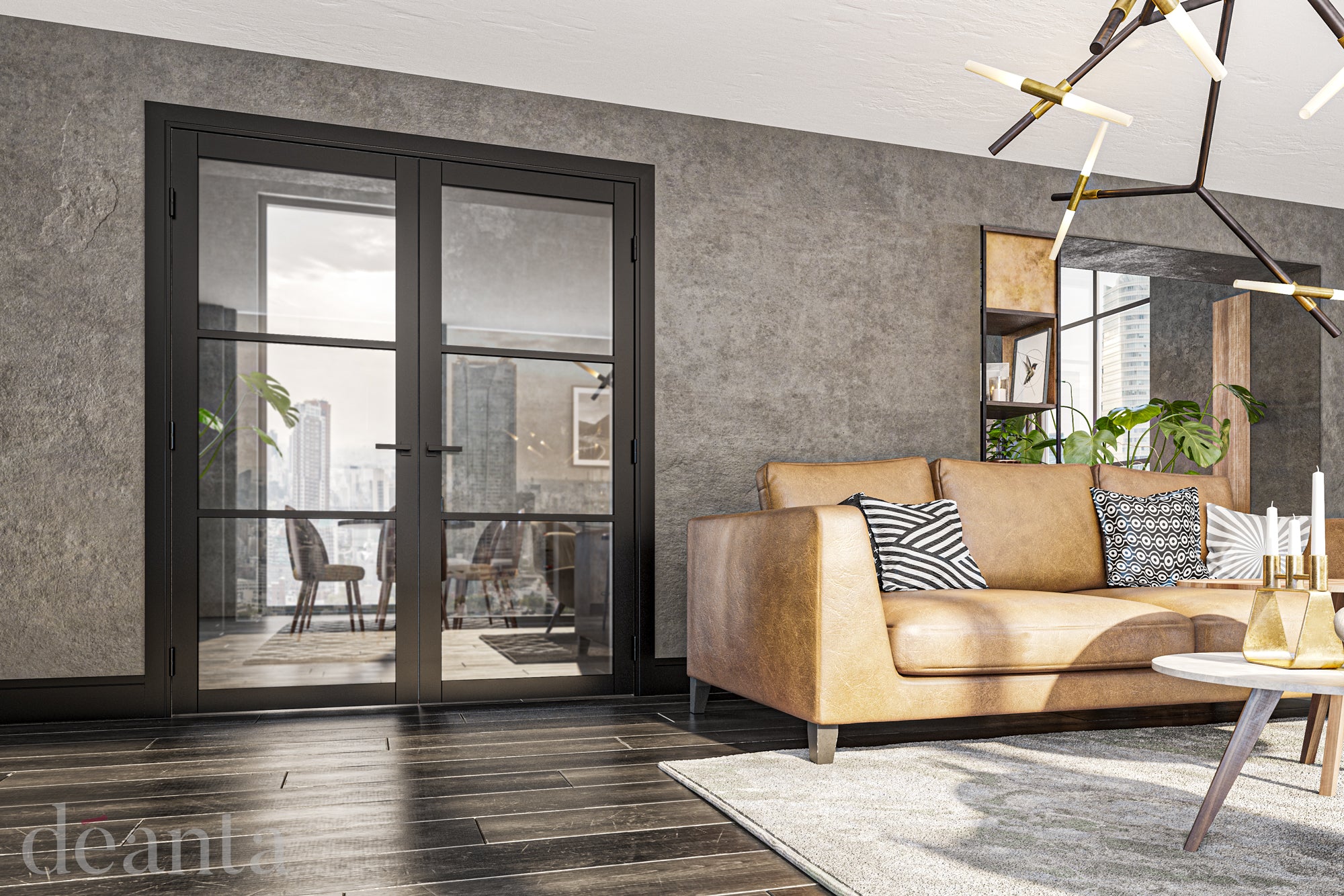 Pre-Assembled Camden Black Prefinished Clear Glazed Door Set