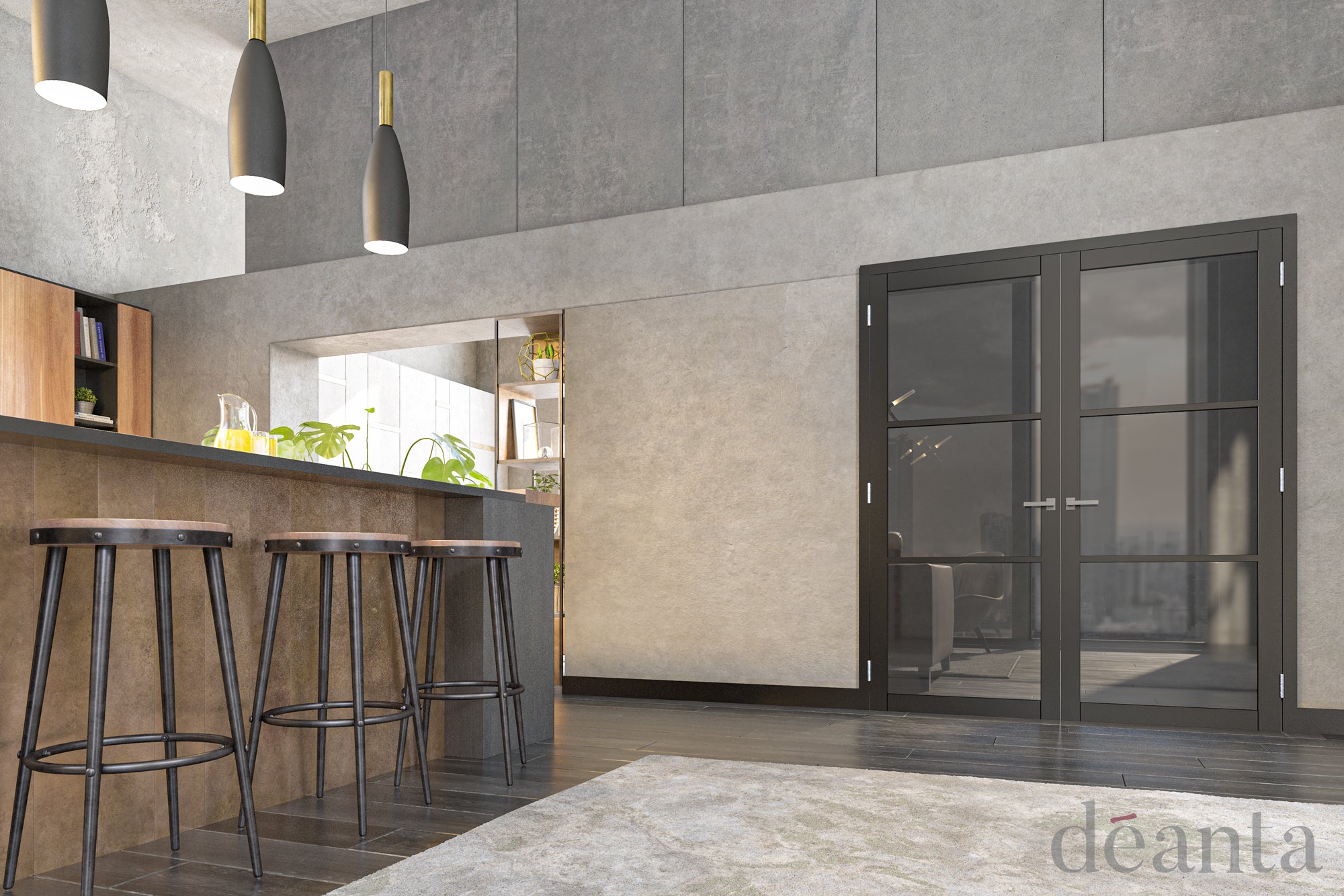 Pre-Assembled Camden Black Prefinished Tinted Glazed Door Set