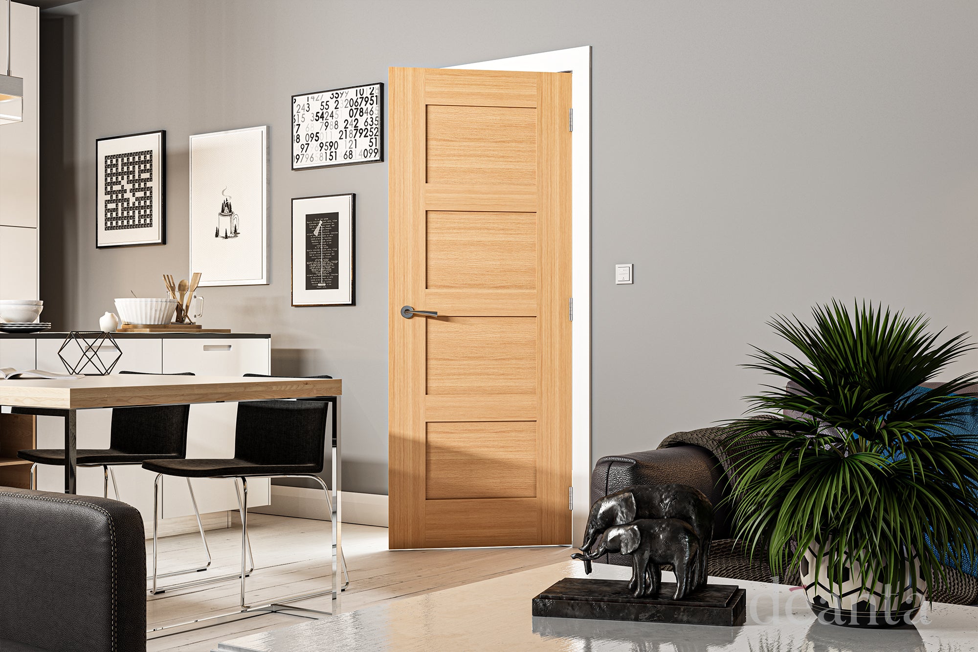 Pre-Assembled Oak Coventry Fire Door Set