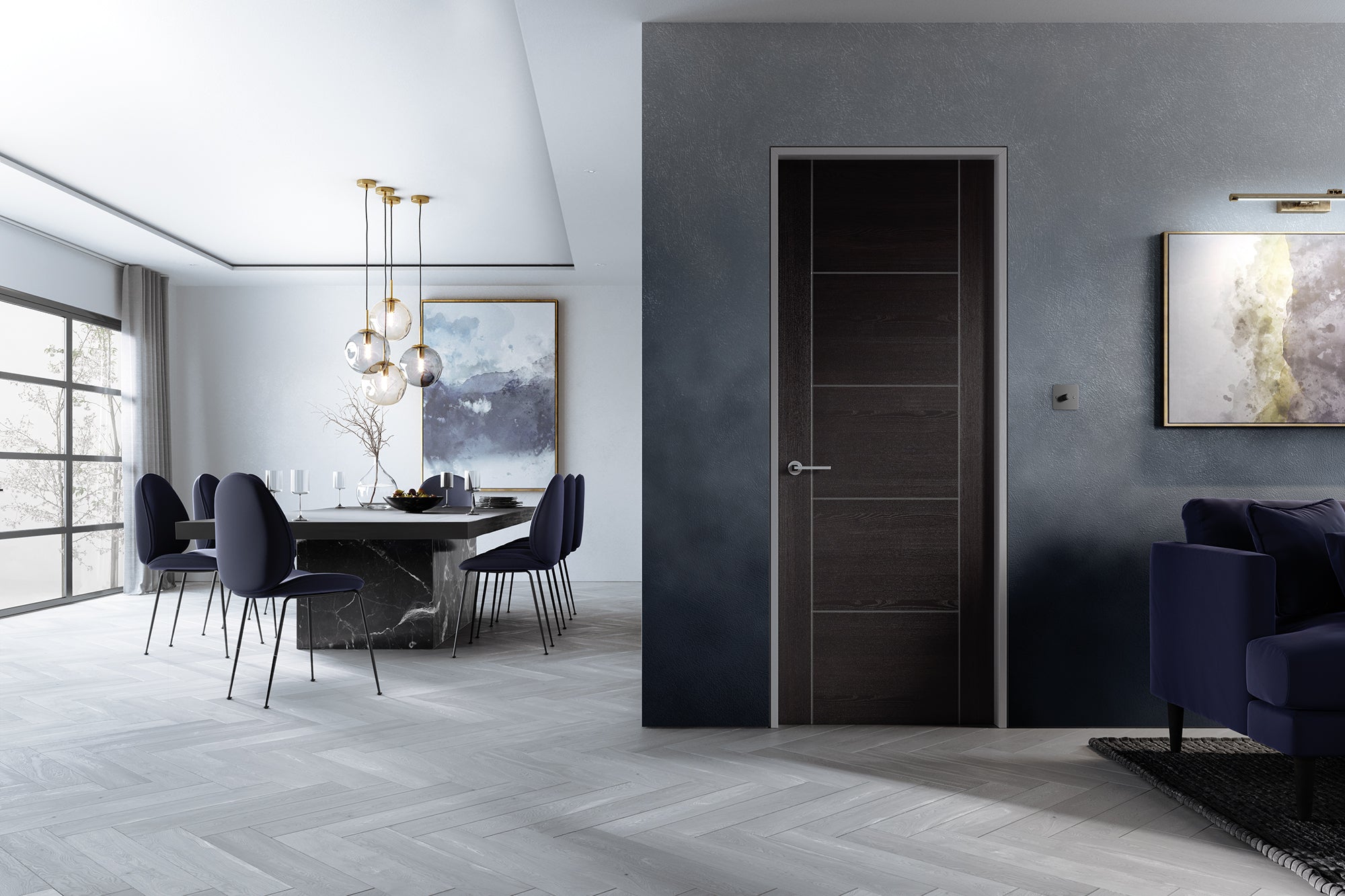 LPD Dark Grey Laminate Vancouver 5P Fire Door