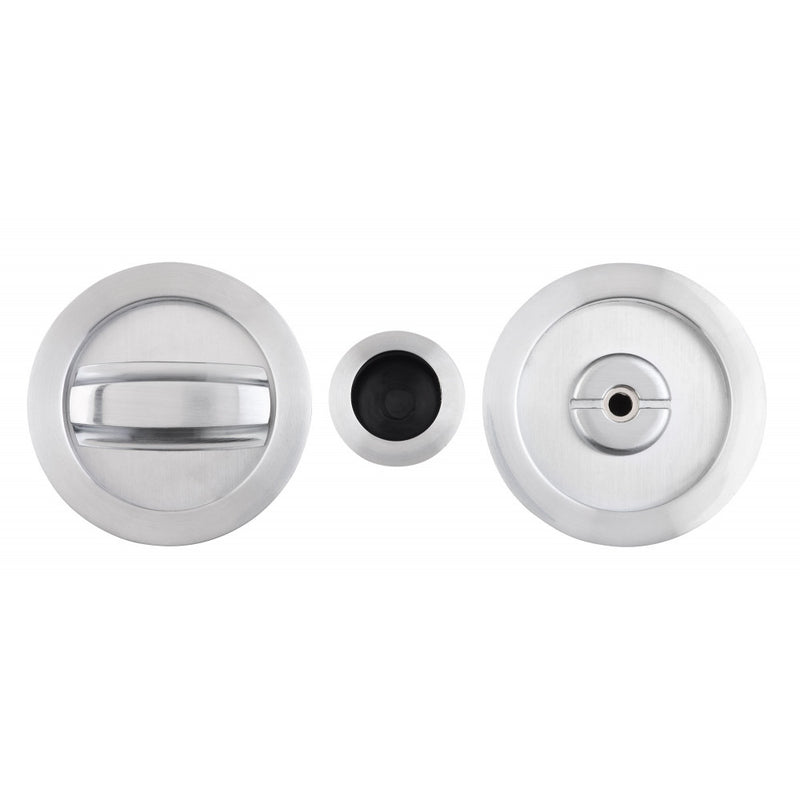 Deanta Pocket Door Round Bathroom Lock (Satin Chrome)