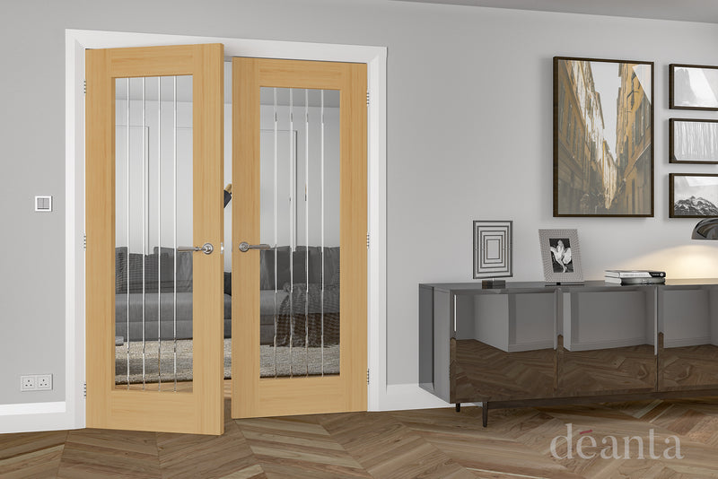 Deanta Oak Ely 1L Full Glazed Pre-finished Internal door