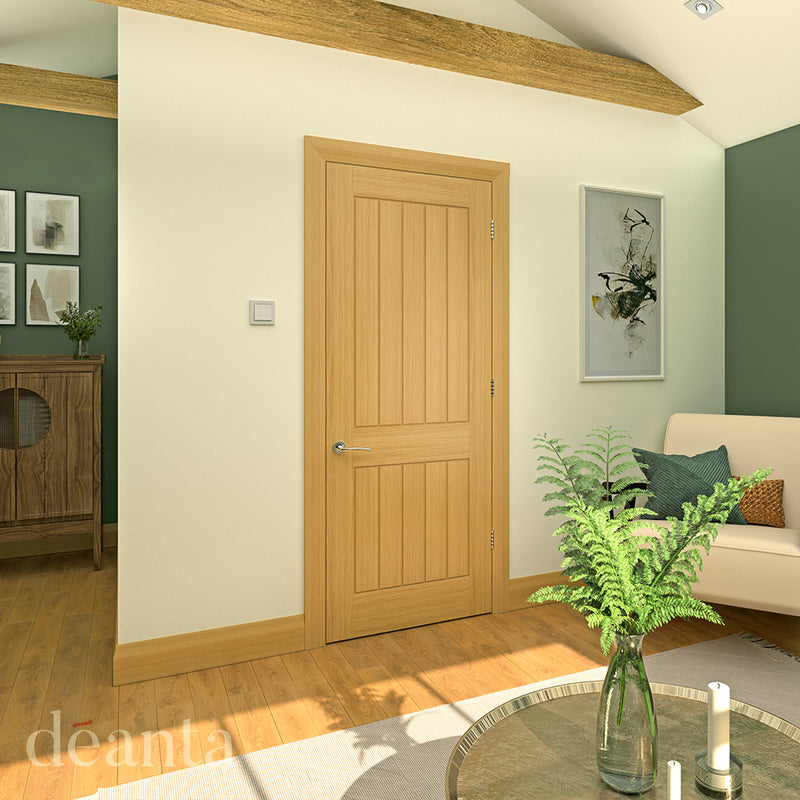 Deanta Oak Ely Pre-Finished 2 Panel FD30 Fire Door - FSC