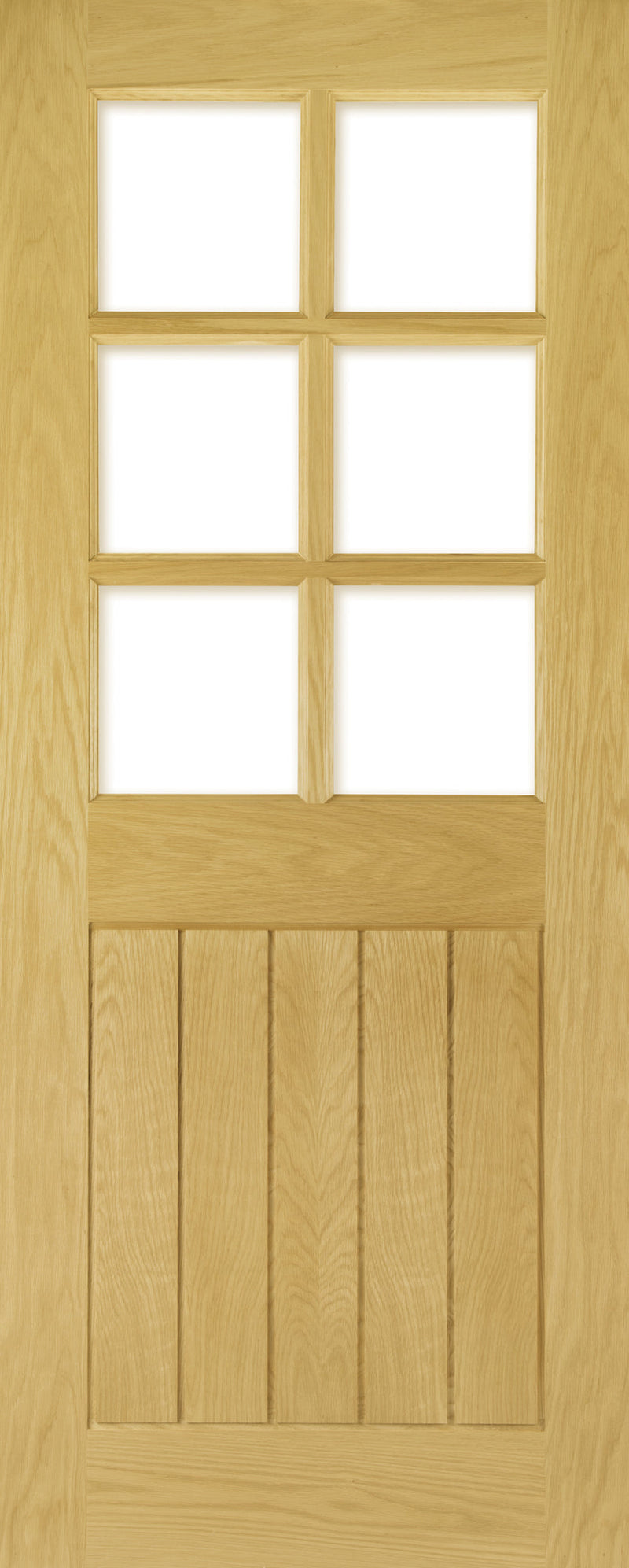 Pre-Assembled Oak Ely 6L Glazed Pre-finished Door Set