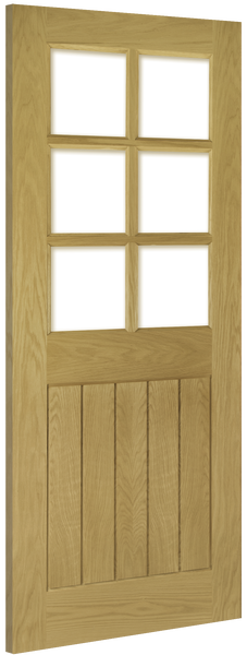 Deanta Oak Ely 6L Glazed Pre-finished Internal door