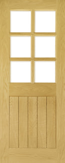 Oak Ely 6L Glazed Pre-finished Door Kit