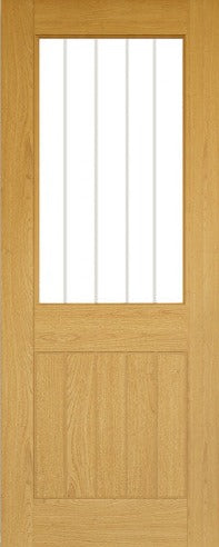 Deanta Oak Ely 1L Half Glazed Unfinished Internal door