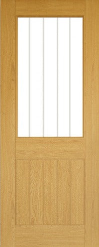 Pre-Assembled Oak Ely 1L Half Glazed Unfinished Door Set