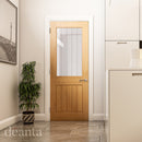 Deanta Oak Ely 1L Half Glazed Unfinished Internal door