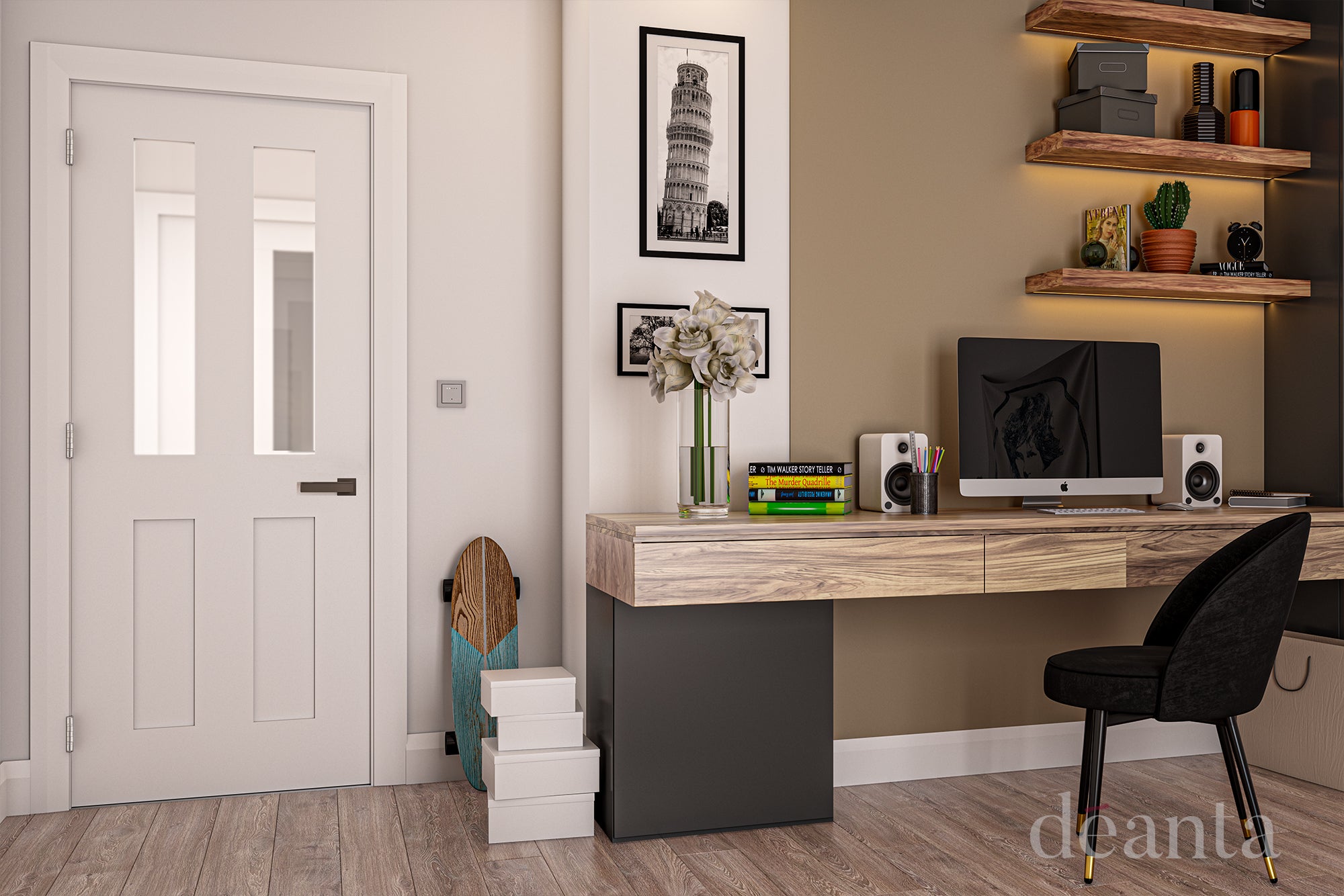 Deanta White Primed Eton Clear Glazed Internal door