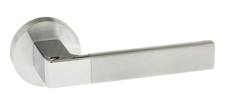 Atlantic Forme Asti Designer Lever on Minimal Round Rose - Satin Chrome/Polished Chrome