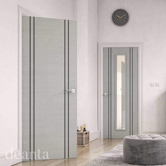 Deanta Flush Prefinished Light Grey Ash Vertical Inlay FD60