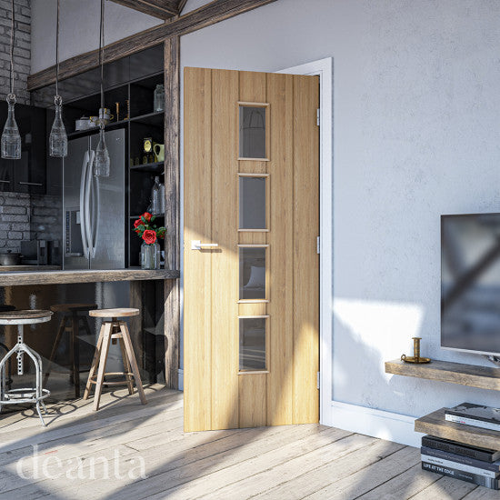 Deanta Oak Galway Glazed Fire Door Internal door