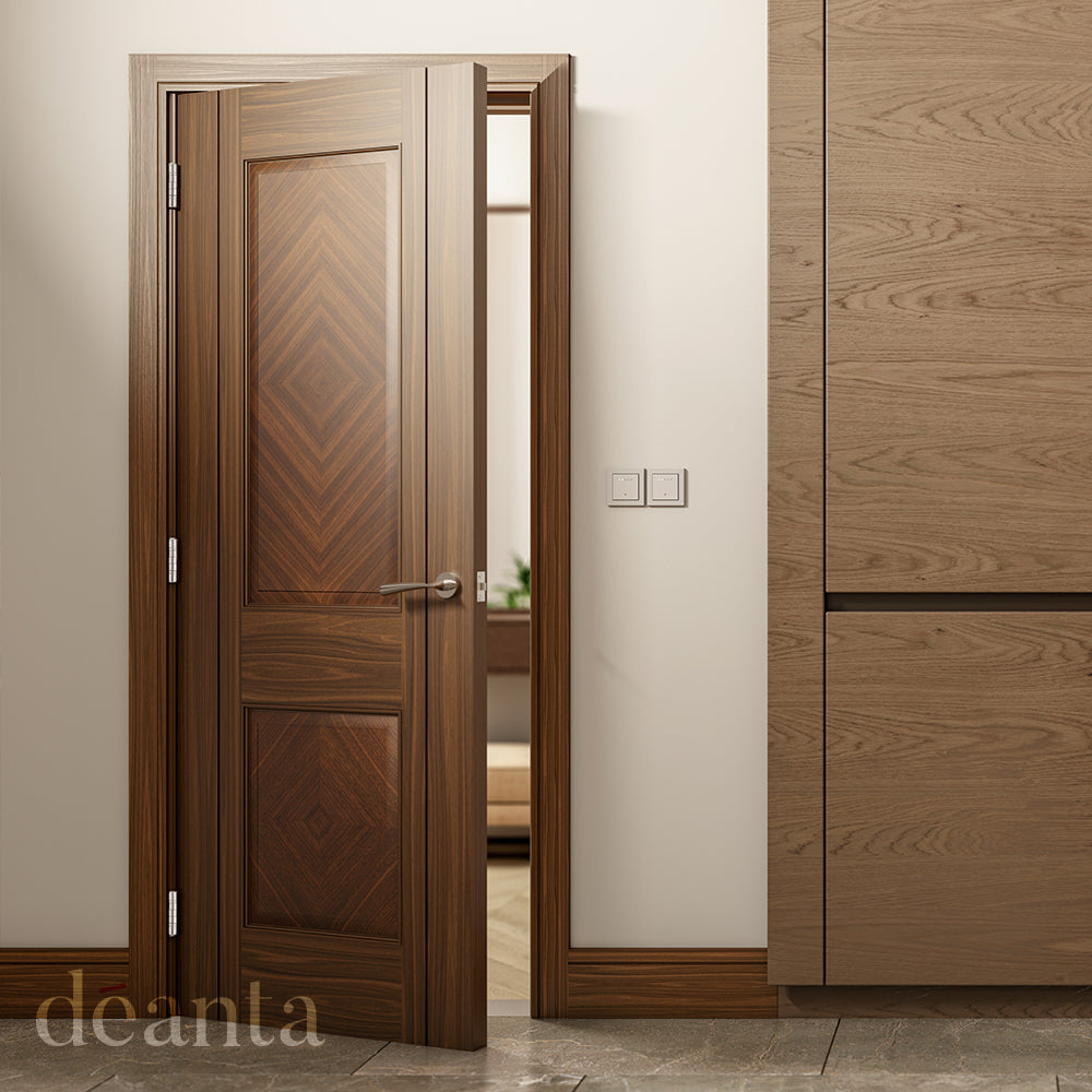 Pre-Assembled Walnut Kensington Fire Door Set Pre-finished FSC