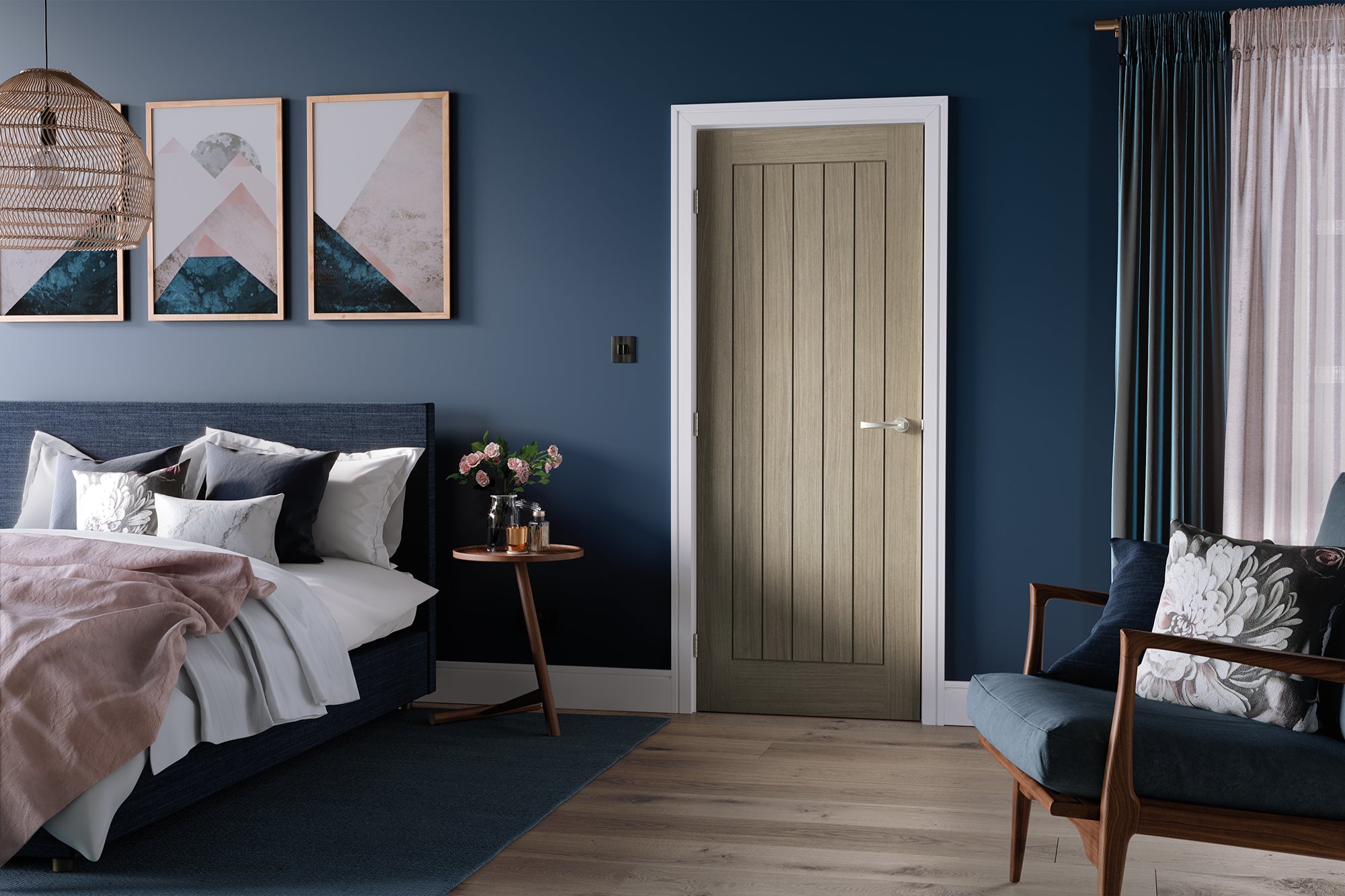 Pre-Assembled Light Grey Belize Fire Door Set