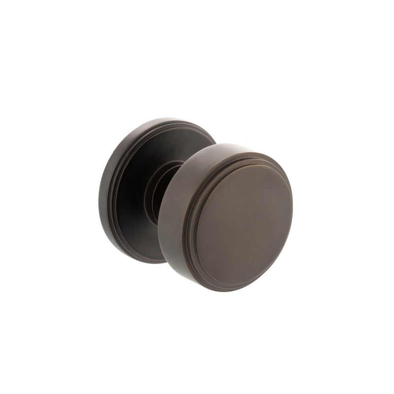 Atlantic Boulton Solid Brass Stepped Mortice Knob on Concealed Fix Rose - Urban Dark Bronze - Door Supplies Online