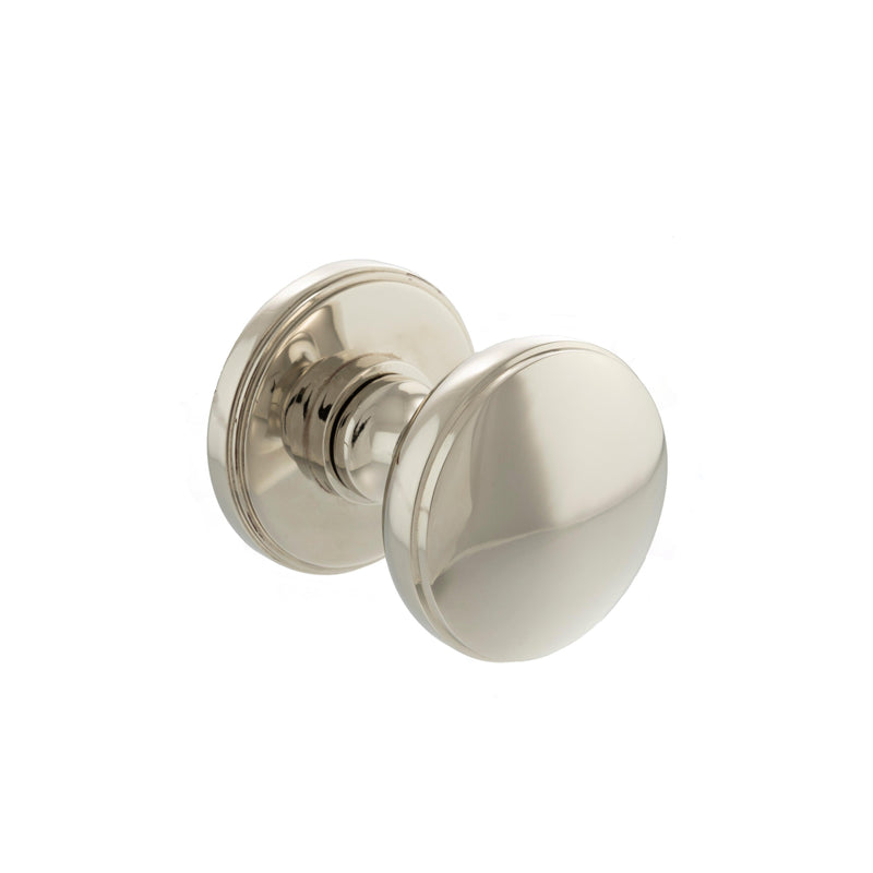 Atlantic Edison Solid Brass Domed Mortice Knob on Concealed Fix Rose - Polished Nickel - Door Supplies Online