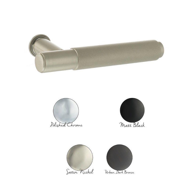 Millhouse Brass Crompton Lever Door Handle on Concealed Round Rose - Satin Nickel