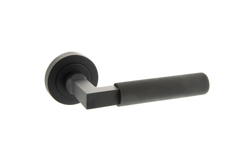 Atlantic Cartwright Designer Lever on Round Rose - Matt Black - Door Supplies Online