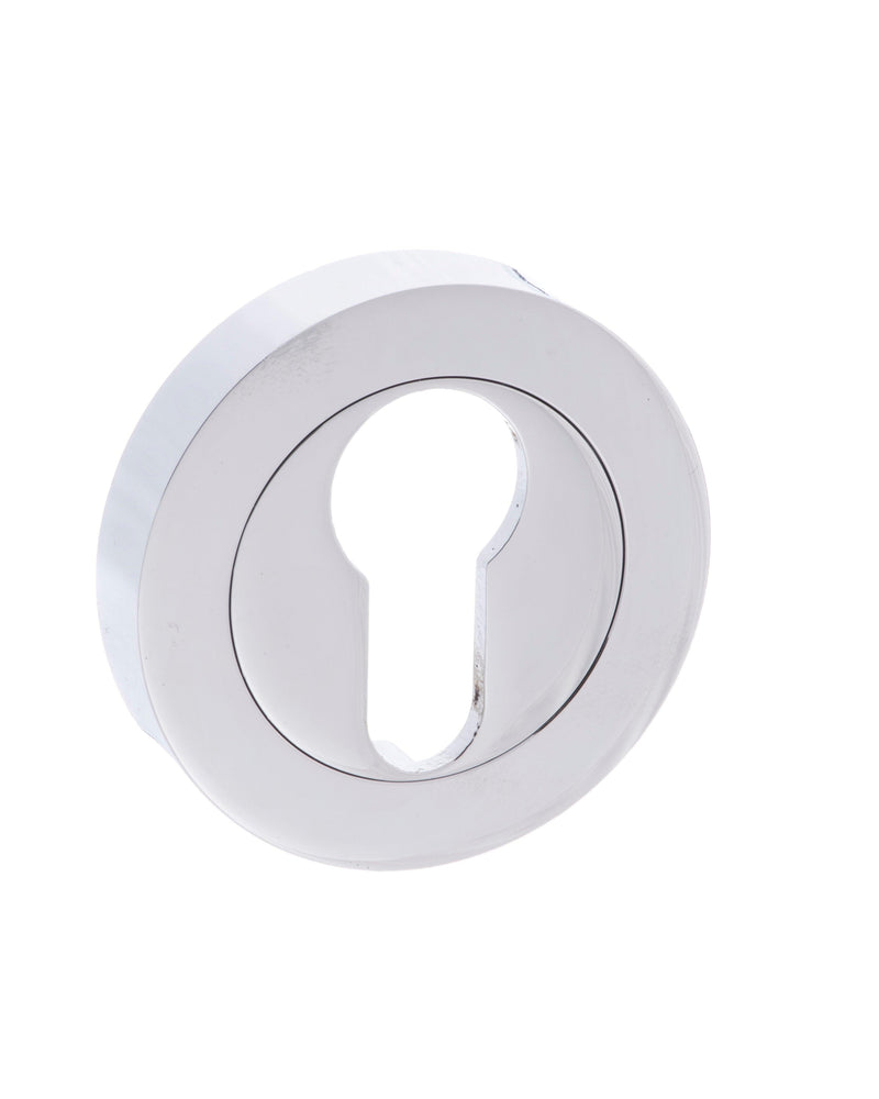 Atlantic Euro Escutcheon on Round Rose - Polished Chrome - Door Supplies Online