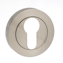 Atlantic Euro Escutcheon on Round Rose - Satin Nickel - Door Supplies Online