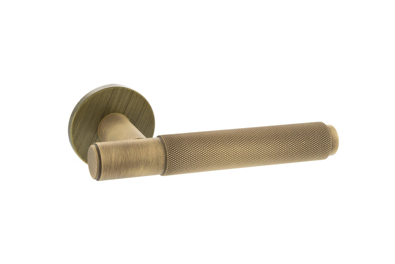 Atlantic Crompton Designer Lever on 5mm Slimline Round Rose - Yester Bronze - Door Supplies Online