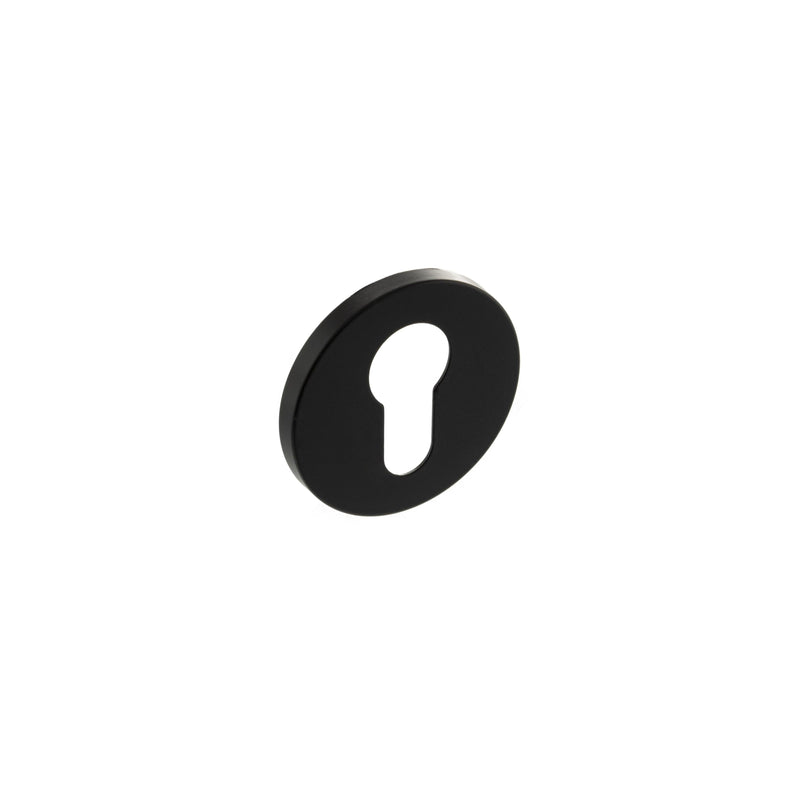 Atlantic Euro Escutcheon on 5mm Slimline Round Rose - Matt Black - Door Supplies Online