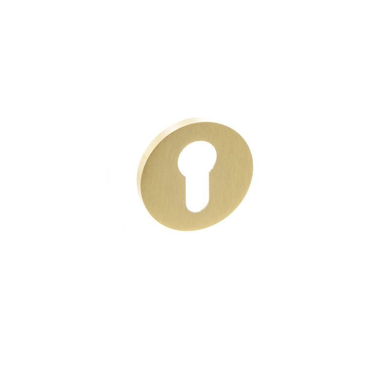 Atlantic Euro Escutcheon on 5mm Slimline Round Rose - Satin Brass - Door Supplies Online