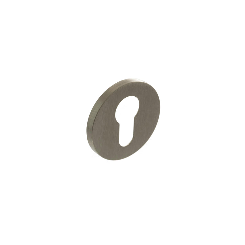 Atlantic Euro Escutcheon on 5mm Slimline Round Rose - Satin Nickel - Door Supplies Online