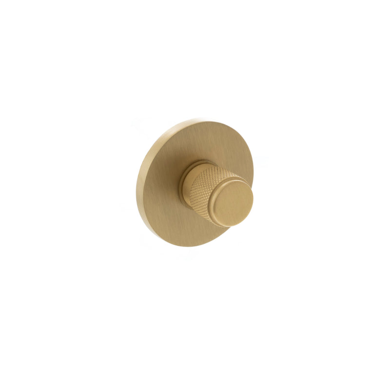 Atlantic Knurled WC Turn and Release on 5mm Slimline Round Rose - Satin Brass