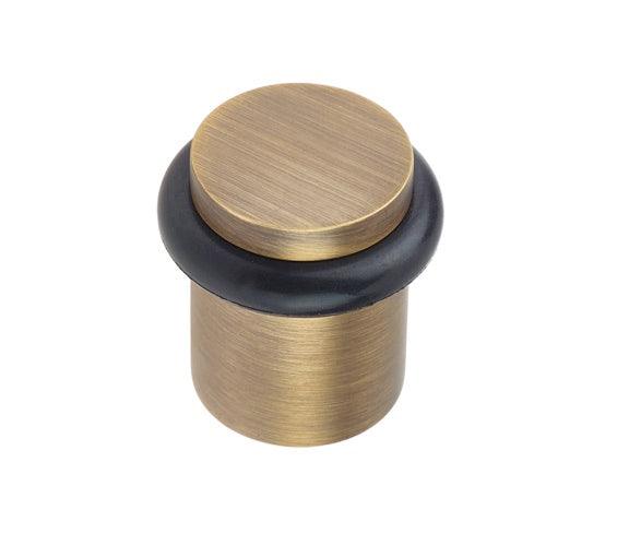 Atlantic Cylinder Premium Floor Mounted Door Stop - Matt Antique Brass - Door Supplies Online