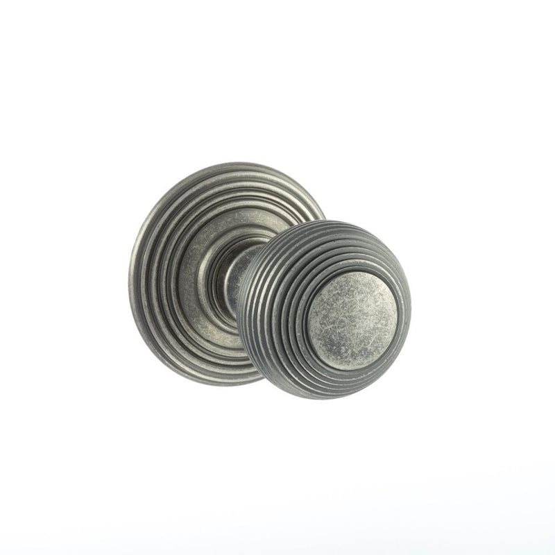 Atlantic Ripon Round Reeded Knob (Distressed Silver)