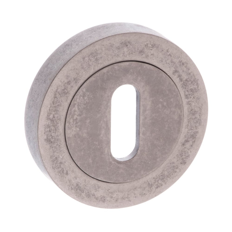 Atlantic Old English Key Escutcheon (Distressed Silver)