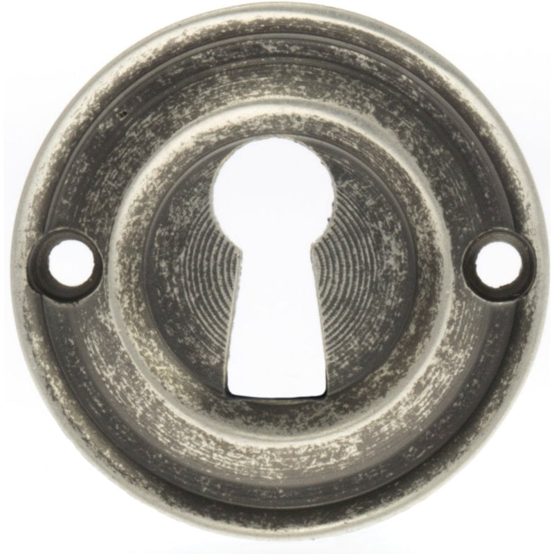 Atlantic Old English Open Key Escutcheon (Distressed Silver)