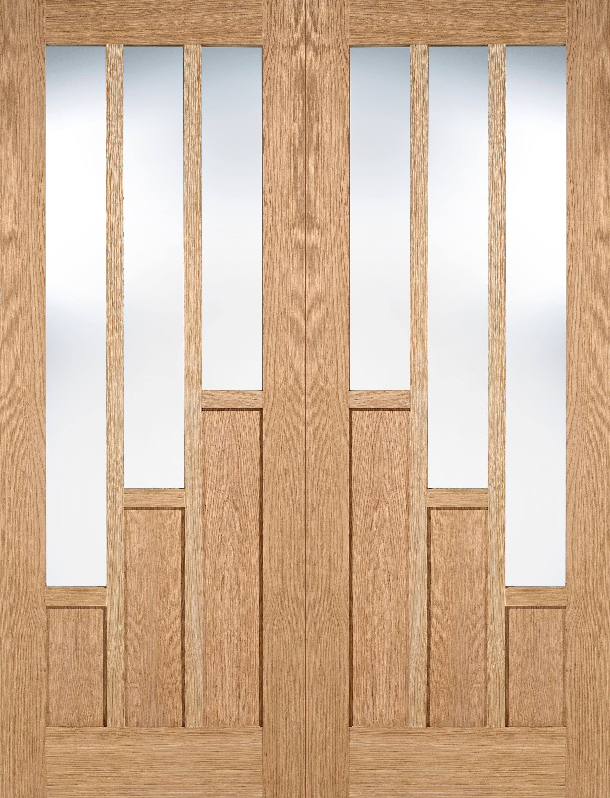 LPD Prefinished Oak Coventry Clear Glazed Pair Internal door