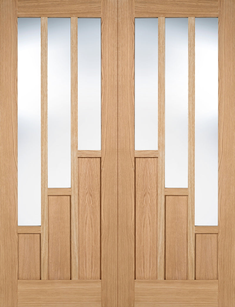 LPD Oak Coventry Glazed 3L Pairs Internal door