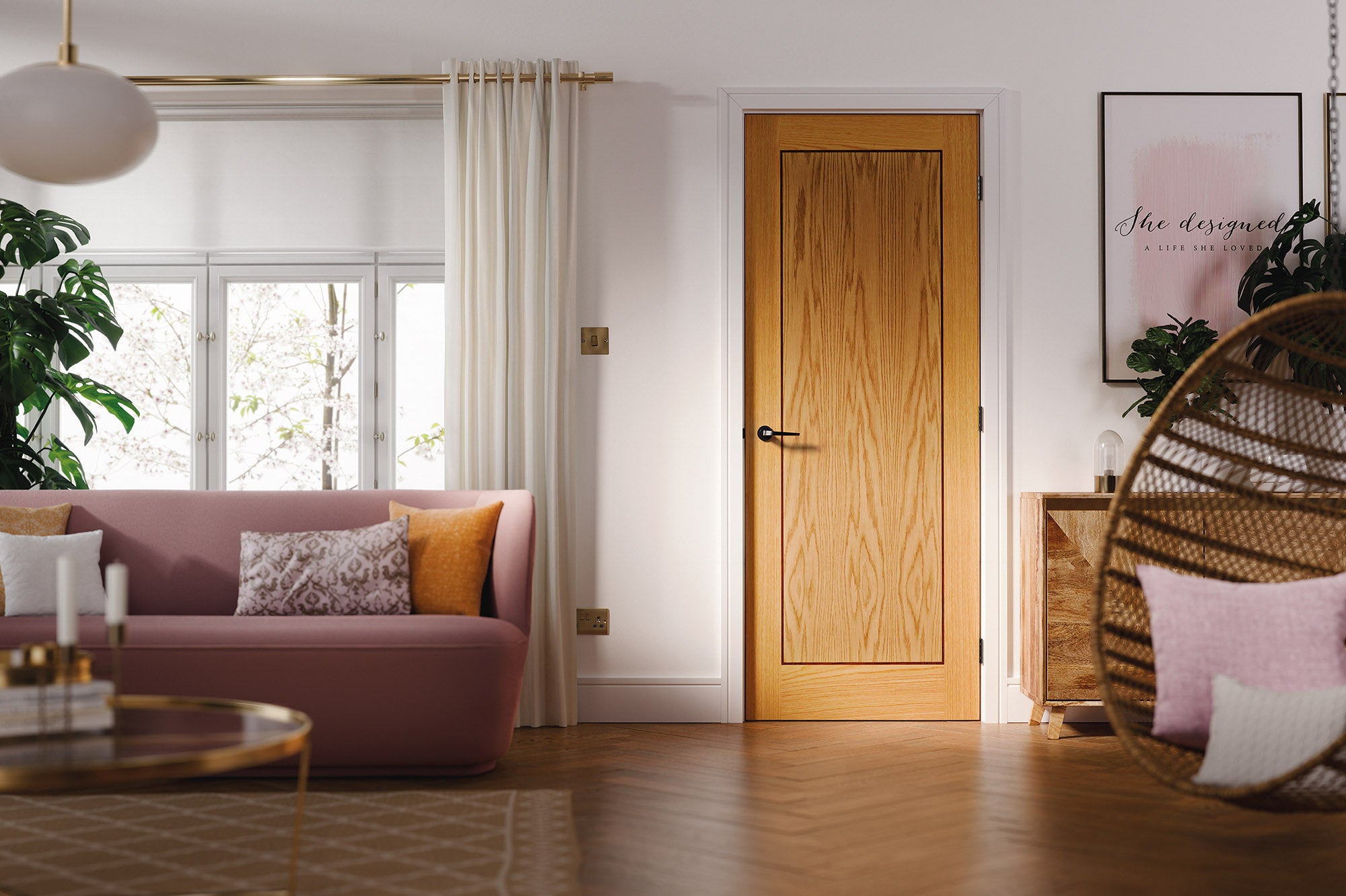 LPD Prefinished Oak Inlay 1P Fire Door