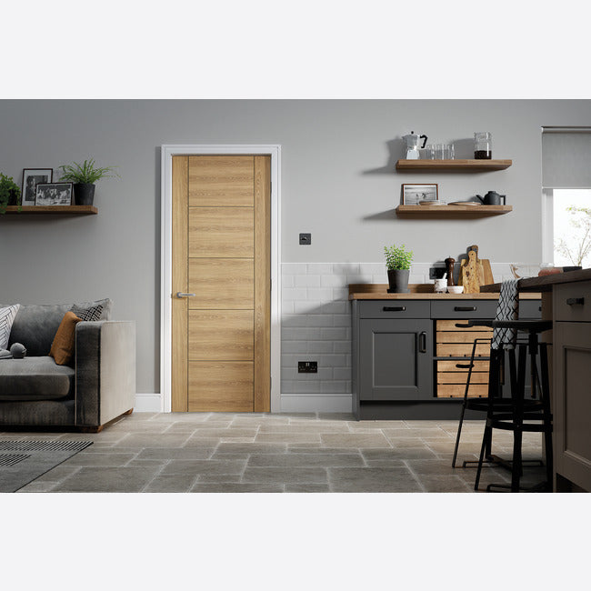 Pre-Assembled Oak Laminate Vancouver 5P Fire Door Set