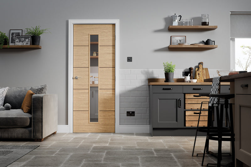 LPD Oak Lille 1L Clear Glazed Pre-finished  Internal door