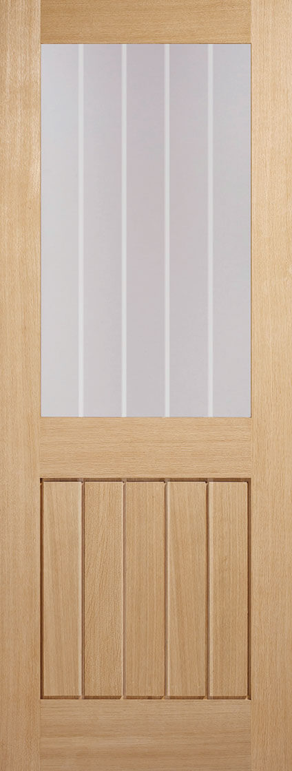 Pre-Assembled Oak Mexicano Half Light Glazed Fire Door Set