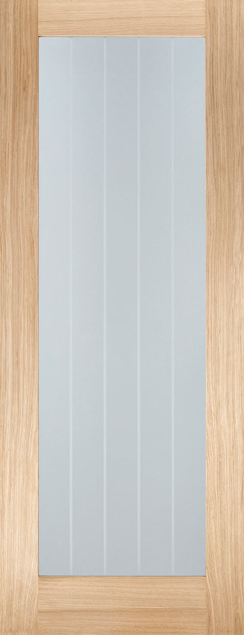 Pre-Assembled Prefinished Oak Mexicano Pattern 10 Glazed Fire Door Set