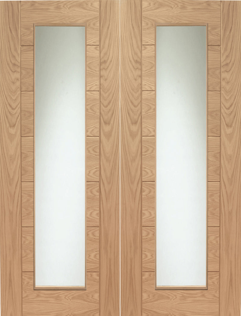 XL Joinery Oak Palermo Clear Glazed Pair Internal door