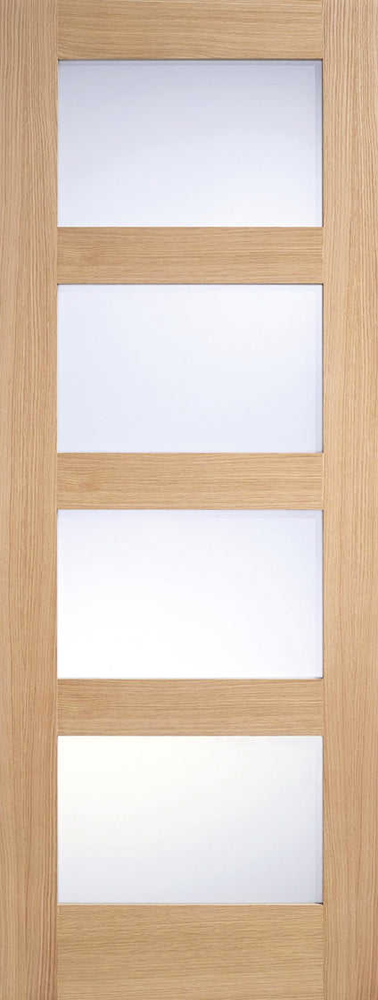 LPD Pre-finished Oak Shaker Glazed 4L Frosted Internal door