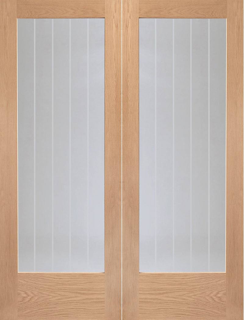XL Joinery Oak Suffolk Pair Etched Glass Internal door