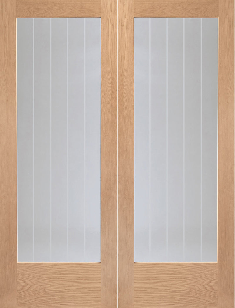 XL Joinery Oak Suffolk Pair Etched Glass Internal door