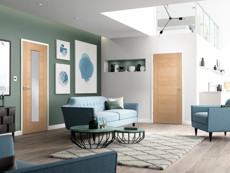 LPD Oak Vancouver Long Light Glazed Pre-finished Fire Door Internal door