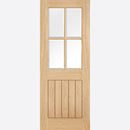 Pre-Assembled Belize Glazed 4L Un-finished Oak Door Set