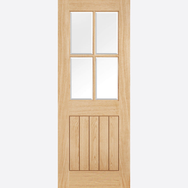 Pre-Assembled Belize Glazed 4L Un-finished Oak Door Set